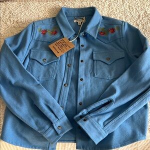 NWT Toad & Co Conifer Western Shirt, Weathered Blue Embroidery, SM